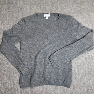 Charter Club 2 Ply Cashmere Sweater Medium Gray Silver Long Sleeve